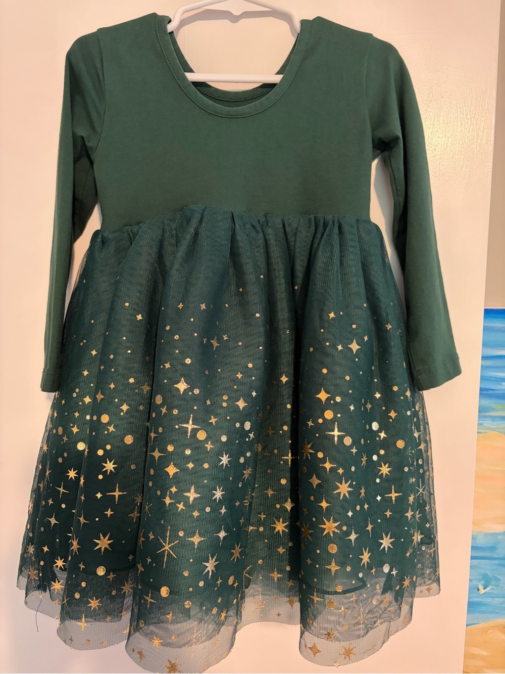 Long Sleeve Shimmer Tulle Dress - Picture 5 of 5